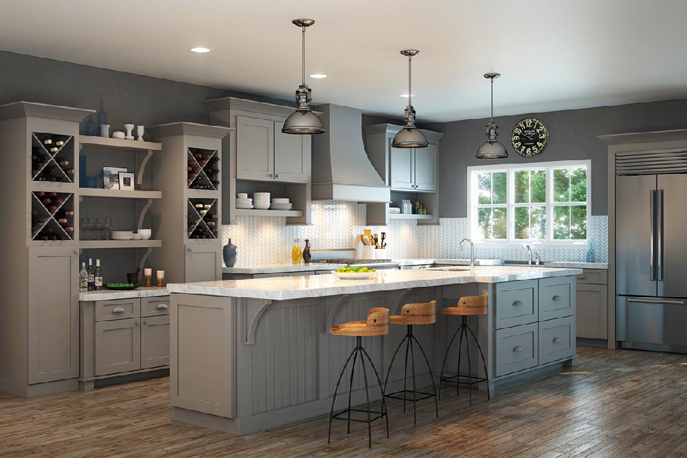 Light Grey Hampton style Kitchen cabinets